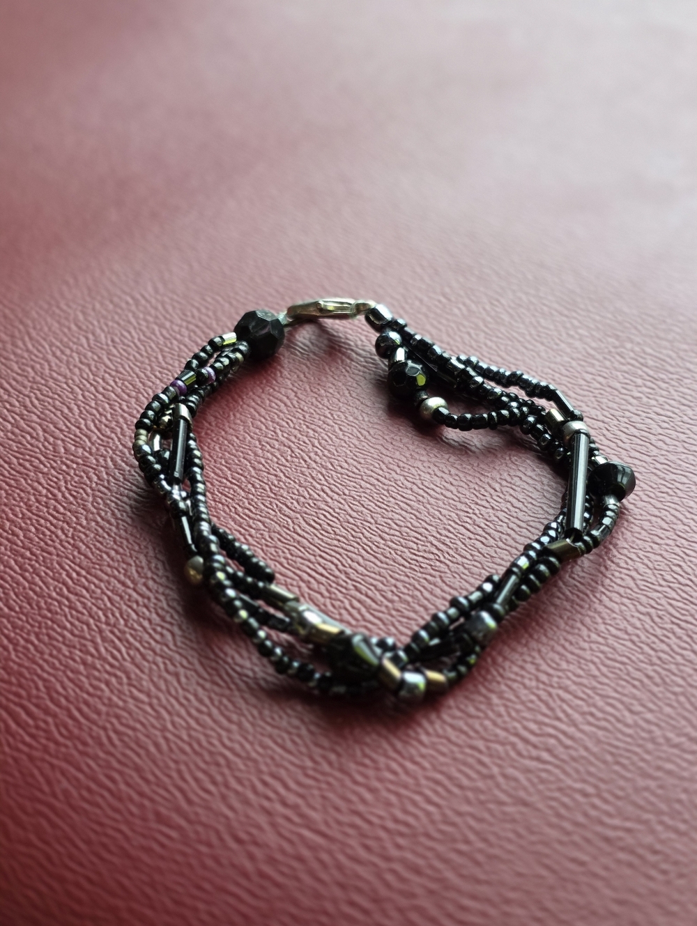 Black Multi-Strand Beaded Bracelet